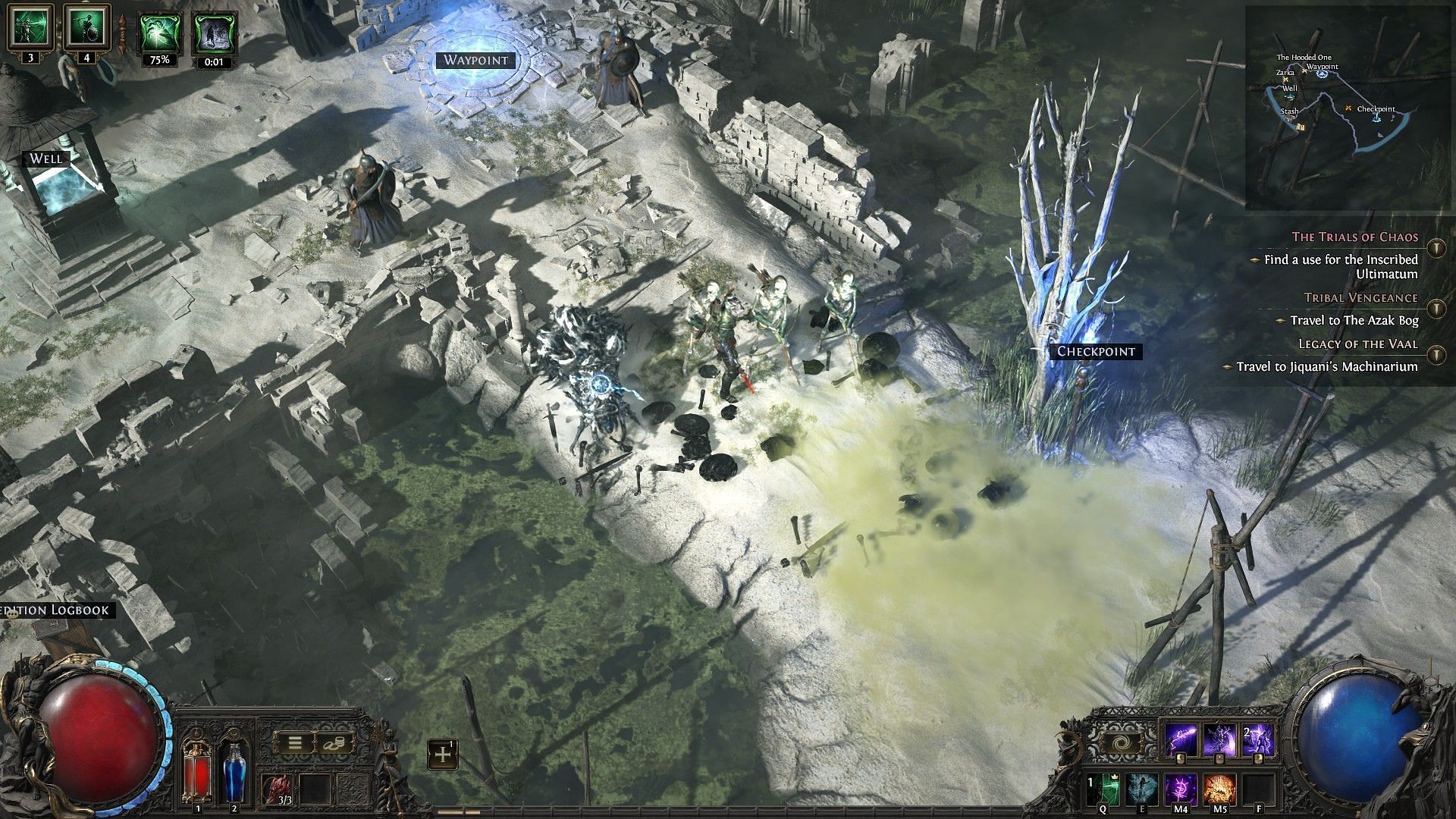 Gas cloud made from skeletal warrior arrows (Image via Grinding Gear Games)